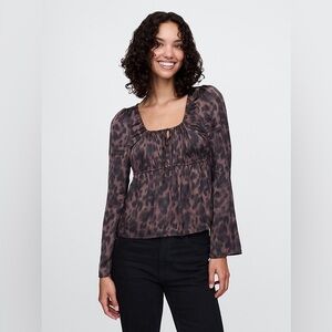 Gap Leopard Print Long Sleeve Top Size Small Tall